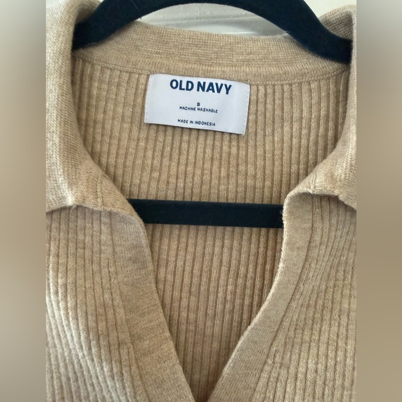 Old Navy Tan Ribbed Sleeveless Collared Top - Picture 2 of 3